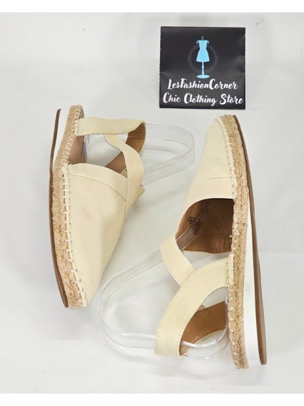 NWOB Lucky Brand Rifka Women's Espadrille Flats Beige Canvas Slip-On Sz 10 058 - Picture 9 of 14